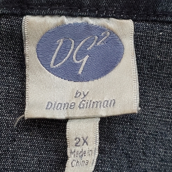 🏠  Denim Jacket Navy Blue Trimmed In Anitque Gold Flat Studs Women's Size 2x - Picture 4 of 8